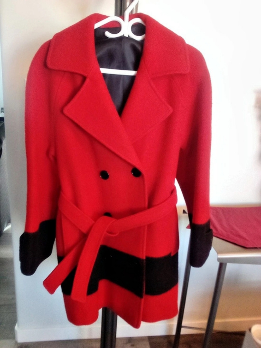 Hudson's Bay Point Blanket Point Blanket Coat Wool Color Block Coat in Red